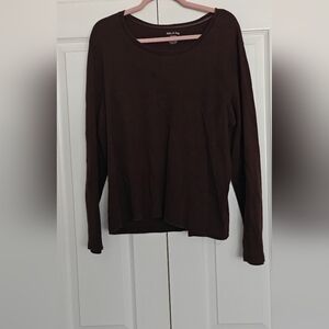 White Stag Women's Long Sleeve Crewneck Top - Dark Brown, Size XXL